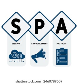 SPA - Session Announcement Protocol acronym. business concept background. Vector illustration for website banner, marketing materials, business presentation, online