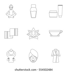 Spa set icons in outline style. Big collection of spa vector symbol stock illustration