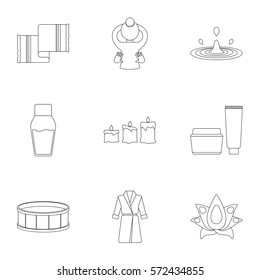 Spa set icons in outline style. Big collection of spa vector symbol stock illustration