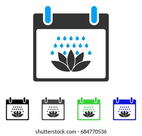 Spa Shower Calendar Day flat vector illustration. Colored spa shower calendar day gray, black, blue, green pictogram versions. Flat icon style for web design.