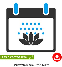 Spa Shower Calendar Day icon. Vector EPS illustration style is flat iconic bicolor symbol, blue and gray colors.