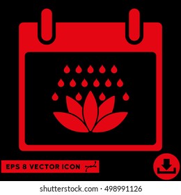 Spa Shower Calendar Day icon. Vector EPS illustration style is flat iconic symbol, red color.