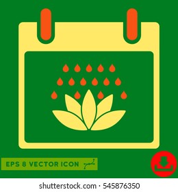 Spa Shower Calendar Day icon. Vector EPS illustration style is flat iconic bicolor symbol, orange and yellow colors.