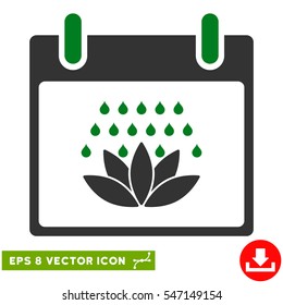 Spa Shower Calendar Day icon. Vector EPS illustration style is flat iconic bicolor symbol, green and gray colors.