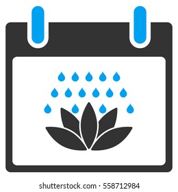 Spa Shower Calendar Day vector toolbar icon. Style is bicolor flat icon symbol, blue and gray colors, white background.