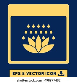 Spa Shower Calendar Page icon. Vector EPS illustration style is flat iconic symbol, yellow color.