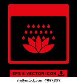 Spa Shower Calendar Page icon. Vector EPS illustration style is flat iconic symbol, red color.