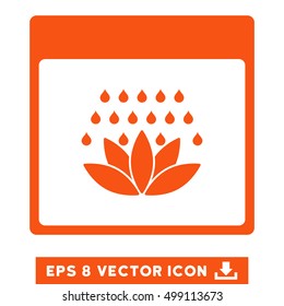 Spa Shower Calendar Page icon. Vector EPS illustration style is flat iconic symbol, orange color.