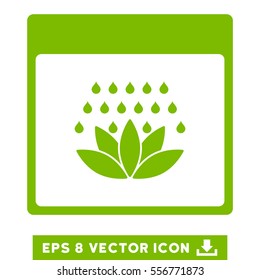 Spa Shower Calendar Page icon. Vector EPS illustration style is flat iconic symbol, eco green color.
