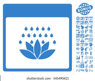Spa Shower Calendar Page pictograph with bonus calendar and time management clip art. Vector illustration style is flat iconic symbols, cobalt, white background.