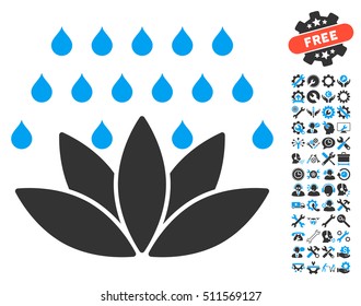 Spa Shower icon with bonus tools pictograph collection. Vector illustration style is flat iconic blue and gray symbols on white background.