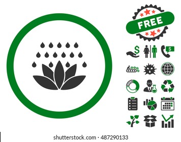 Spa Shower icon with free bonus images. Vector illustration style is flat iconic bicolor symbols, green and gray colors, white background.