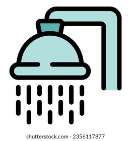 Spa shower icon outline vector. Towel fabric. Textile bathroom color flat