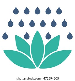 Spa Shower icon. Vector style is bicolor flat iconic symbol, cobalt and cyan colors, white background.