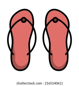 Spa Slippers Icon. Editable Bold Outline With Color Fill Design. Vector Illustration.