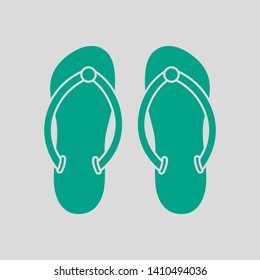 Spa Slippers Icon. Green on Gray Background. Vector Illustration.