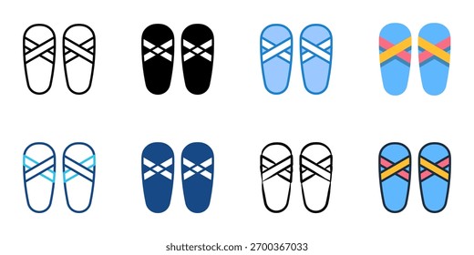 Spa chinelos ícone definir coleção de vários estilos 
