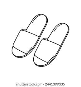 Zapatillas de spa. Par de zapatillas de baño. Dibujado a mano doodle ilustración vectorial.