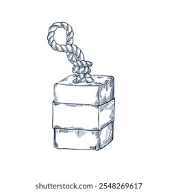 Jabón de spa hecho a mano dibujado Ilustración vectorial aislada. Plantilla de boceto para diseño de tarjetas, embalaje, cosméticos, medicina, tratamiento, aromaterapia, diseño de paquetes y decoración de atención médica. Estilo de grabado