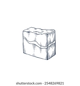 Spa soap handmade hand drawn Isolated vector illustration. Sketch template for card design, packaging, cosmetics, medicine, treating, aromatherapy, package design healthcare decor. Engraving style
