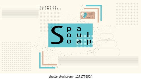 spa soap for shower vector background in vintage style with a heart. Background for natural products and hand made. Image for business spa treatments in a discreet style.