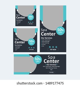 Spa social media collection template - Vector