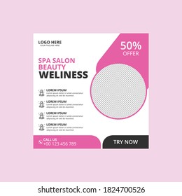 Spa social media square web  banner template design 