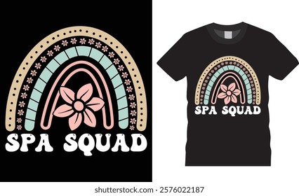 Spa squad t-shirt design vector template. World spay day shirts, Spa Day, Spa squad Unique and Eye-catching best colorful t shirts design ready for print, poster, banner, gift, card, pod