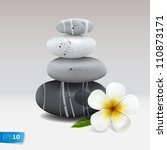 Spa still life with frangipani flower, vector Eps10 illustration.