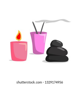 Spa still life with stack of stones Vector illustration  