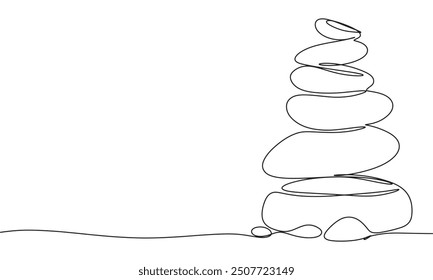 Spa stone stack one line continuous. Hand drawn vector art.