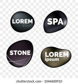 SPA stones 3D isolated realistic icons on transparent background for logo design. Zen relaxation and massage black stone pebbles templates for SPA massage salon or jewelry decoration