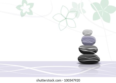 Spa stones and abstract flowers - place for your text