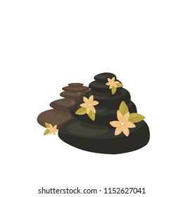 spa stones, creams, flowers, vector
