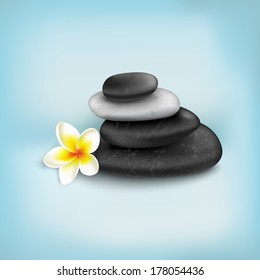 Spa stones with exotic tropical flower vector illustration