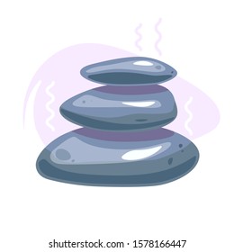 Spa stones flat icon design. Massage treatment, Wellness vector logo. Relax, meditation concept. Natural care template for beauty salon. Zen balance symbol. Stack of three grey rocks.