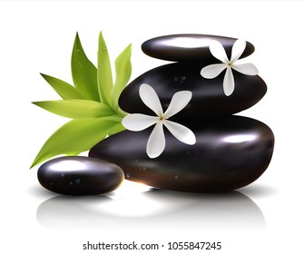 Spa stones with frangipani flower