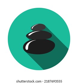 Spa Stones Icon. Flat Circle Stencil Design With Long Shadow. Vector Illustration.