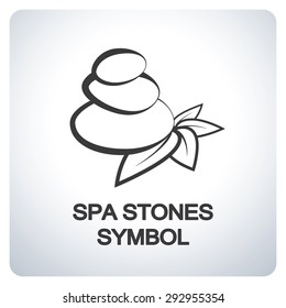 Spa stones with leaves. Icon symbol logo design. Vector illustration.