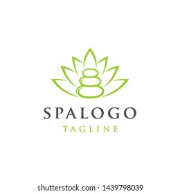 Spa Stones and  Leaves Logo Design Vector Illustration