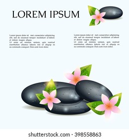 Spa stones on a light background for booklet, brochure, banner