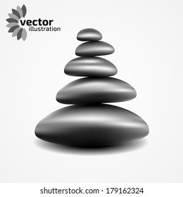 Spa stones. Pebble. Vector 3d illustration.
