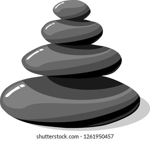 Spa stones vector icon. Spa stones for medical therapy, beauty and healthcare, massage and relax procedures, black heap. 