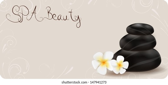 Spa swirl background with stones and plumeria