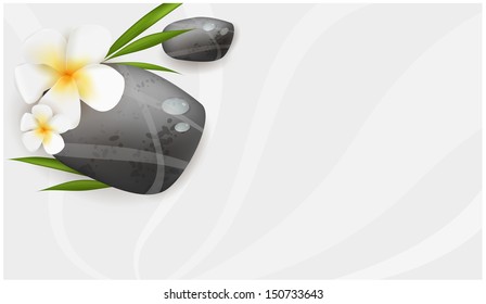 Spa swirl background with stones, plumeria and leaves