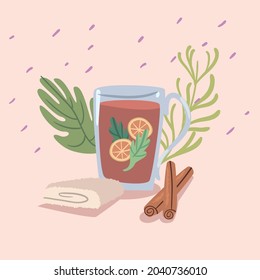 spa tea with cinnamon icons