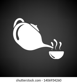 Té De SPA Con Icono De La Copa. Blanco sobre fondo negro. Ilustración vectorial.
