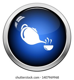 Té De SPA Con Icono De La Copa. Diseño de botón brillante. Ilustración vectorial.