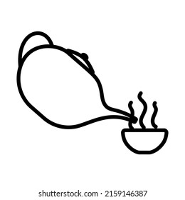 Té De SPA Con Icono De La Copa. Diseño de contorno negrita con ancho de trazo editable. Ilustración vectorial.