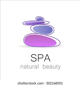 SPA - template logo for Spa lounge, beauty salon, massage area, yoga center, natural cosmetics etc.. The balancing cairn - a symbol of harmony, tranquility and relaxation.